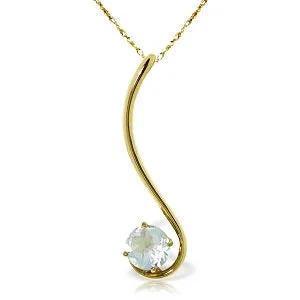 0.55 Carat 14K Solid Yellow Gold Roving Eye Aquamarine Necklace
