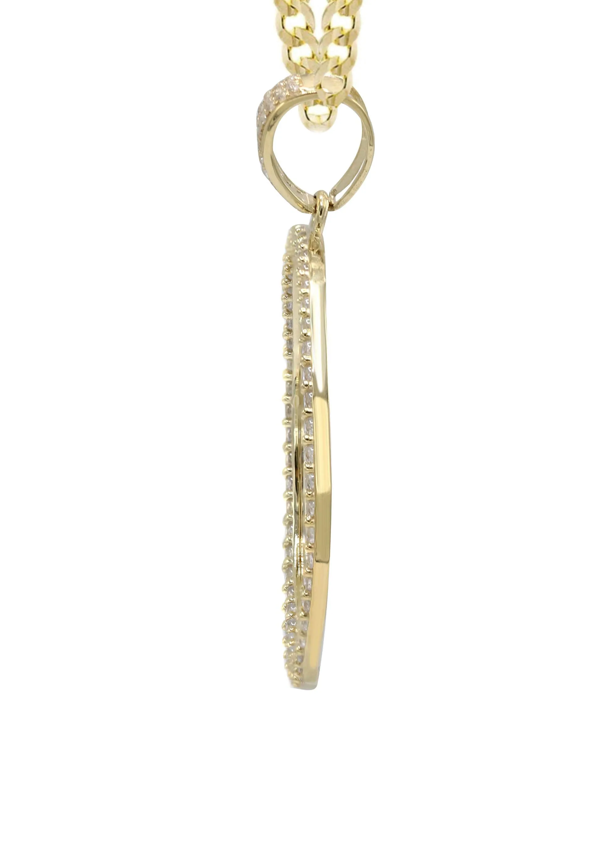 10K Yellow Gold CZ Picture Pendant Necklace | Appx. 16.5 Grams