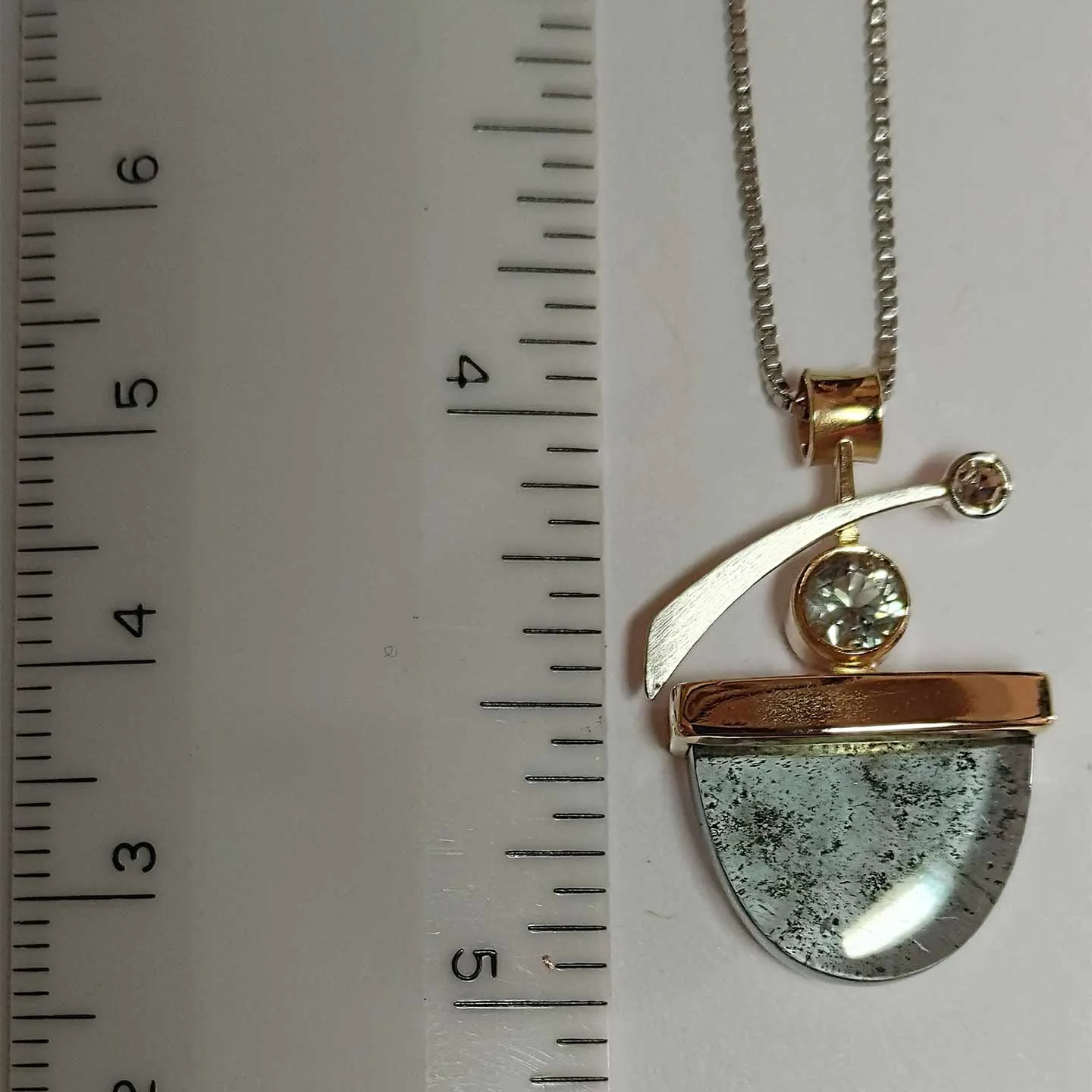 14K Shooting Star Necklace-Aquamarine, Oregon Sunstone, Diamond