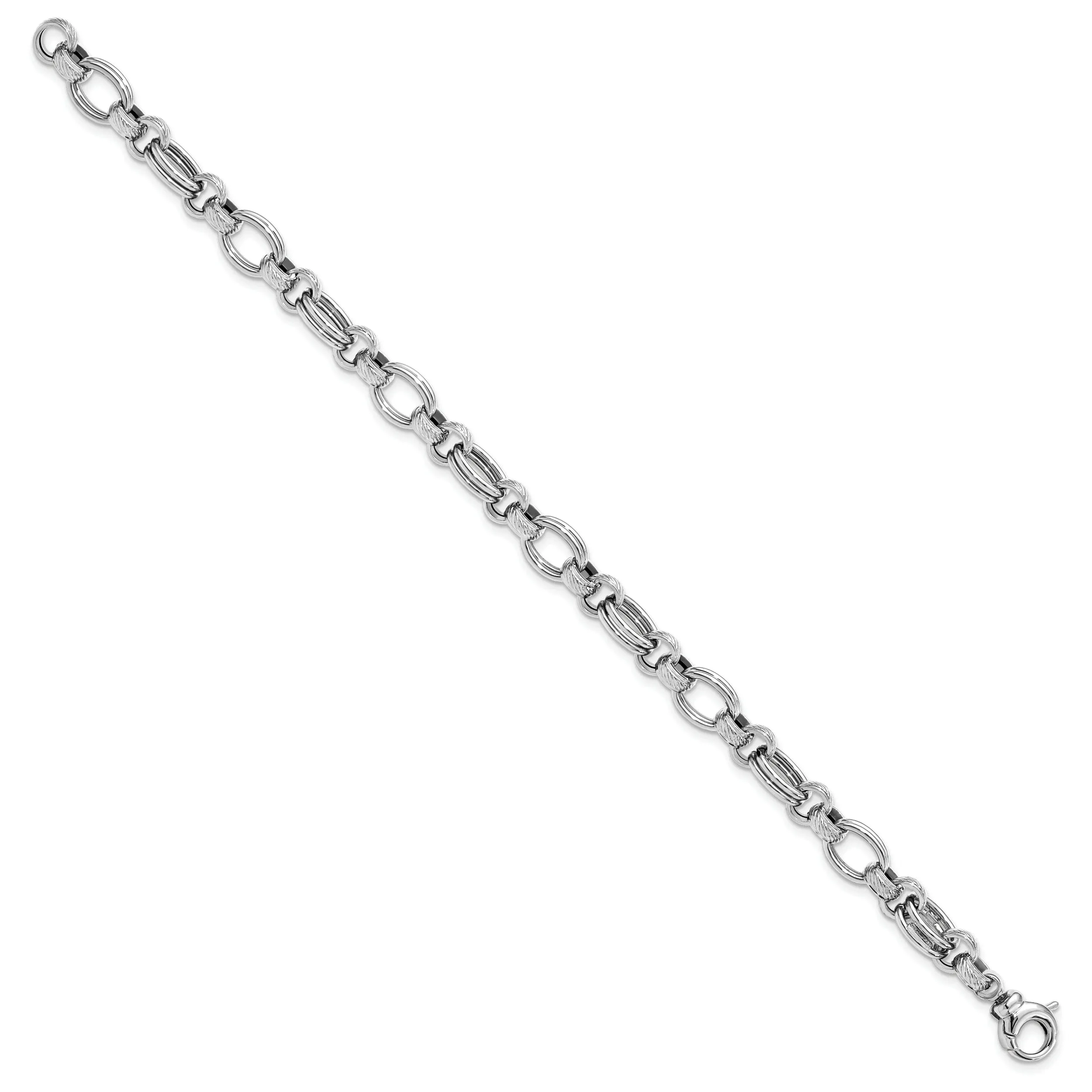 14K White Gold  Polished Fancy Link Bracelet