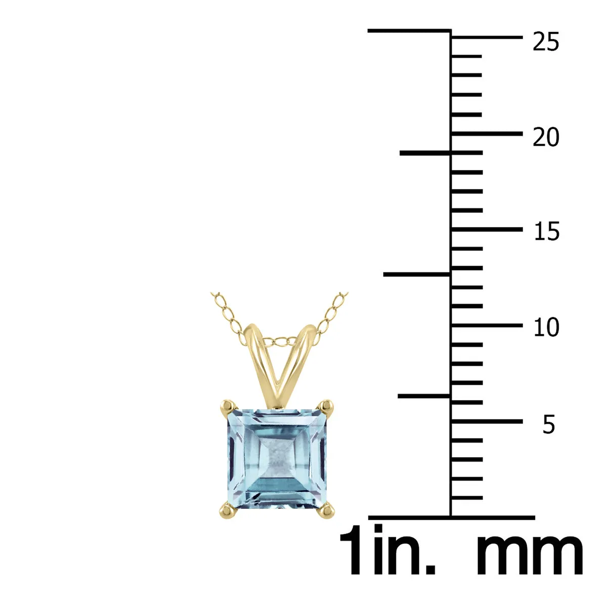14K Yellow Gold 6Mm Square Aquamarine Pendant
