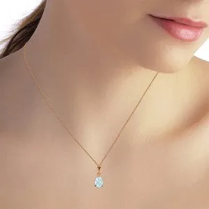 1.5 Carat 14K Solid Rose Gold Pear Aquamarine Necklace