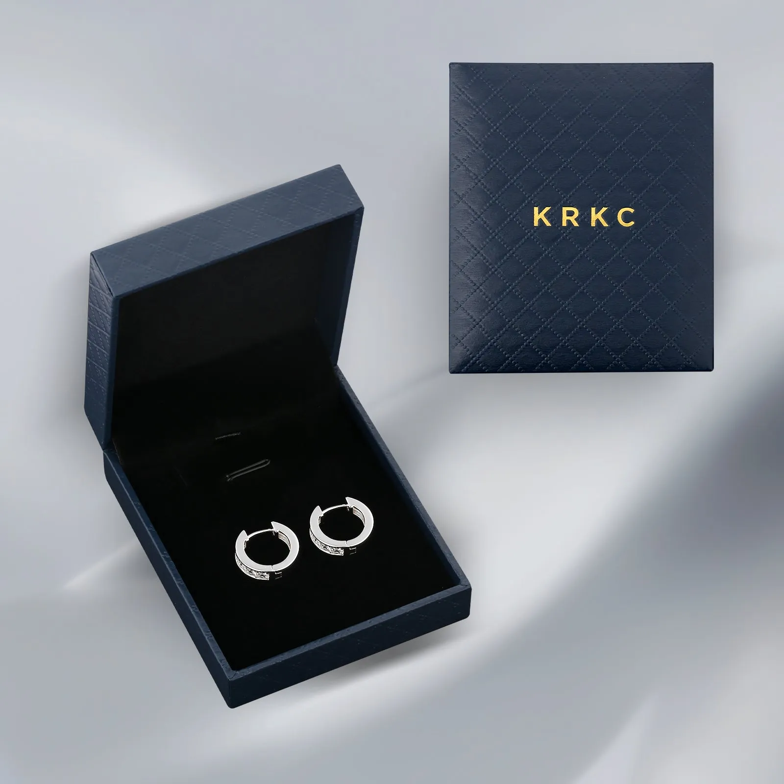 15mm Princess Cut Sterling Silver Hoop Earrings
