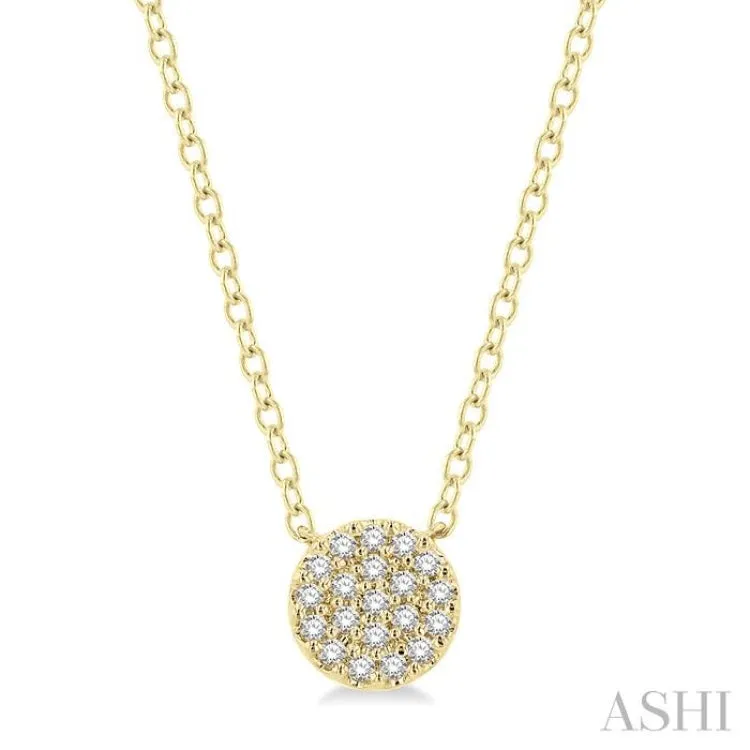 1/8 ctw Disc Shape Round Cut Diamond Petite Fashion Pendant With Chain in 10K Yellow Gold