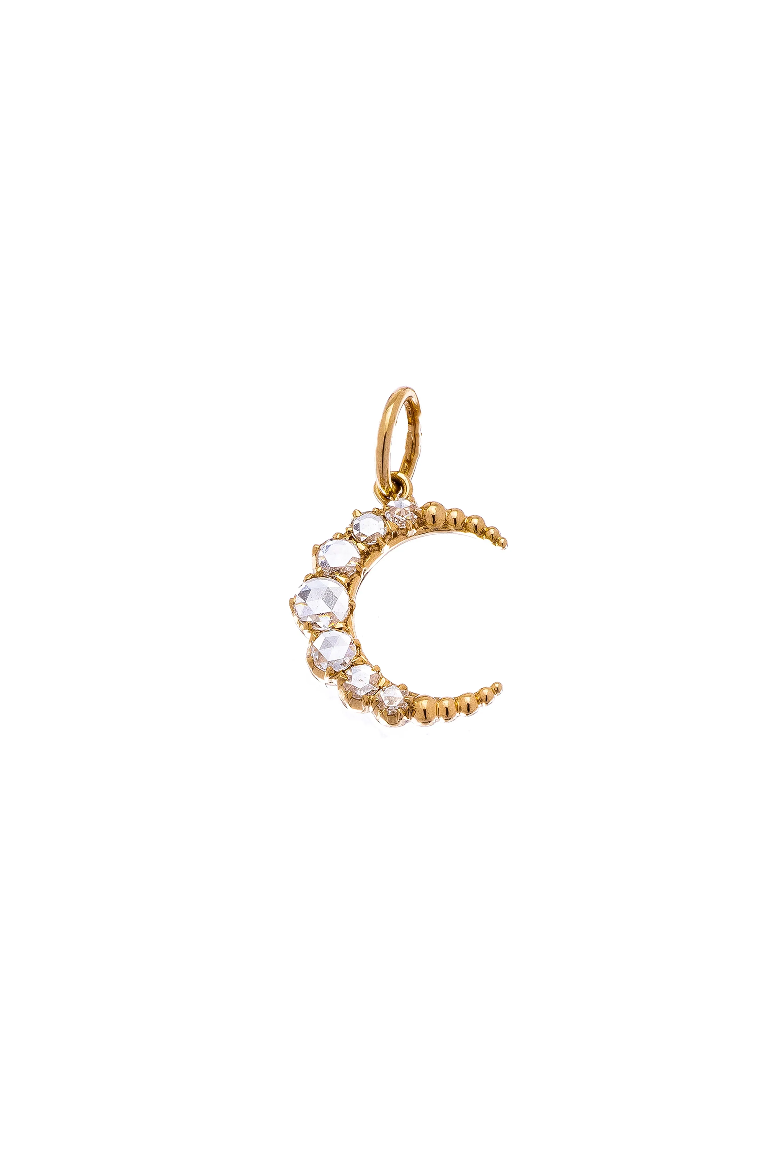 18K YELLOW GOLD DIAMOND CRESCENT PENDANT