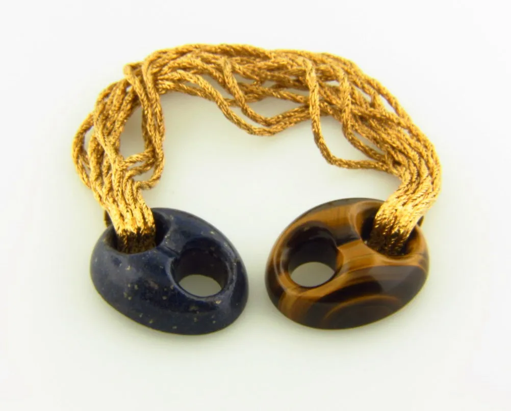 18K Yellow Gold, Lapis Lazuli and Tiger's Eye Bracelet