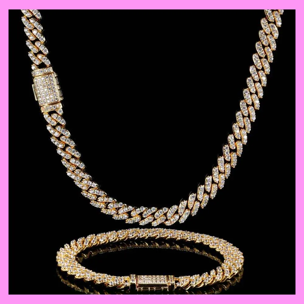 【2-08#】{hot selling} cuban bracelet silver and gold colour for male daily