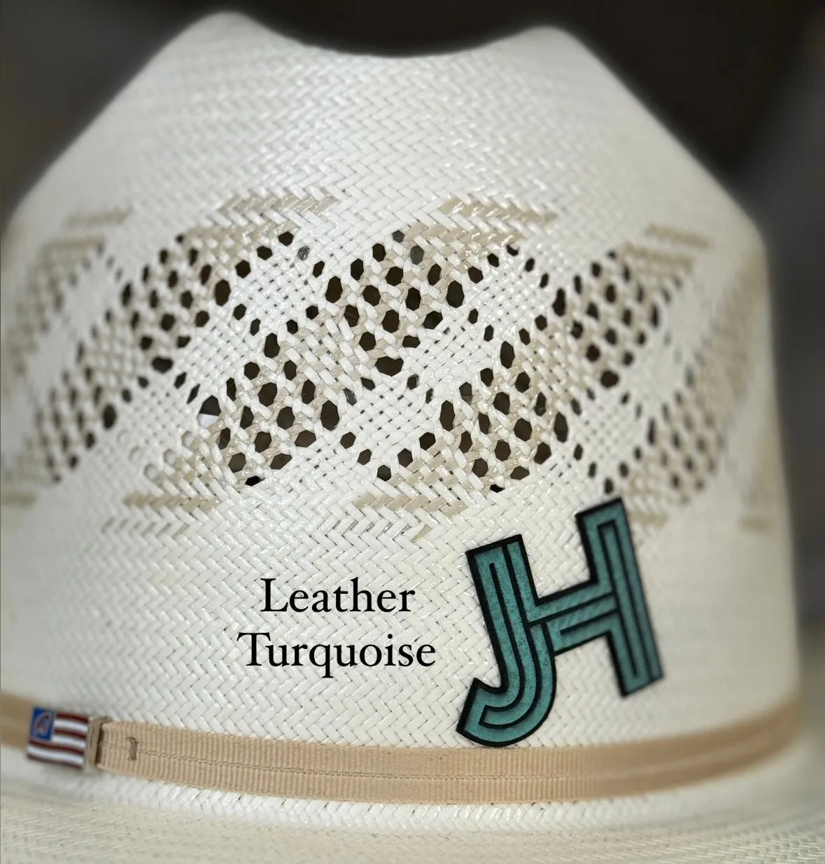 2023 Jobes Hats - patch/sticker - Leather Turquoise