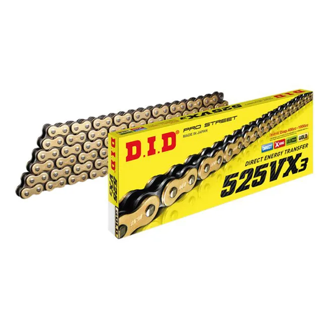 525VX3 x 120ZB ZJ X'Ring Gold solid bush DID chain w/rivet ^ (525VX3120G)