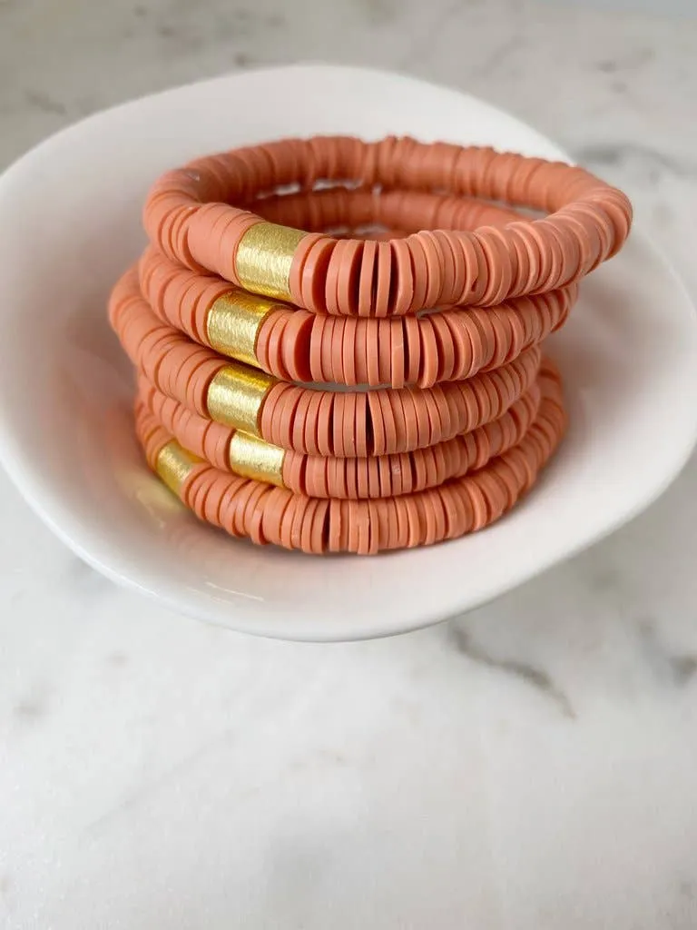 7.5" Orange Heishi Bracelet