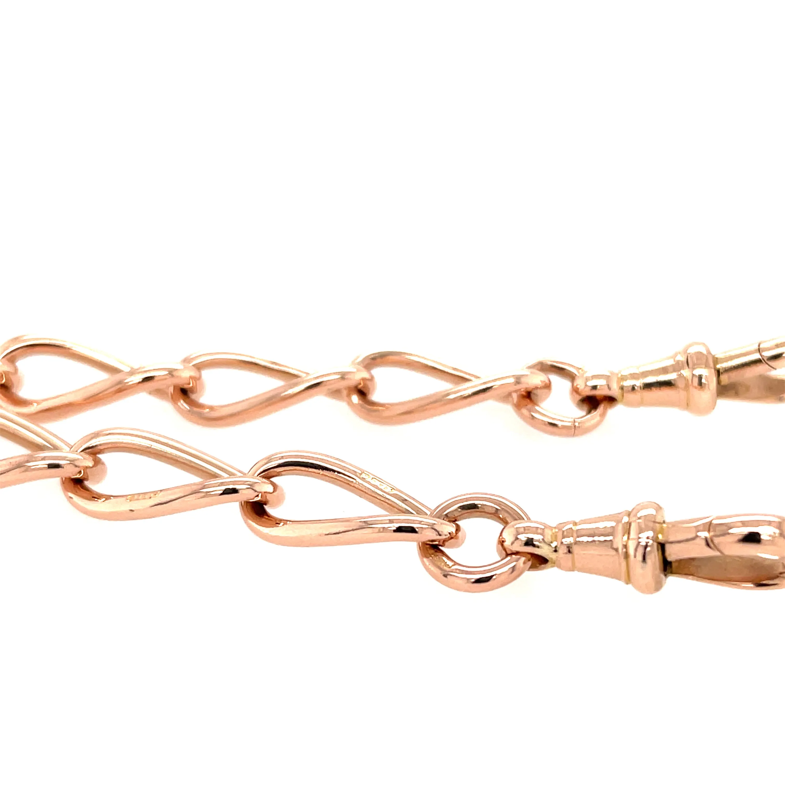 9ct Rose Gold Antique Double Albert Watch Chain & T Bar - 58.50g SOLD