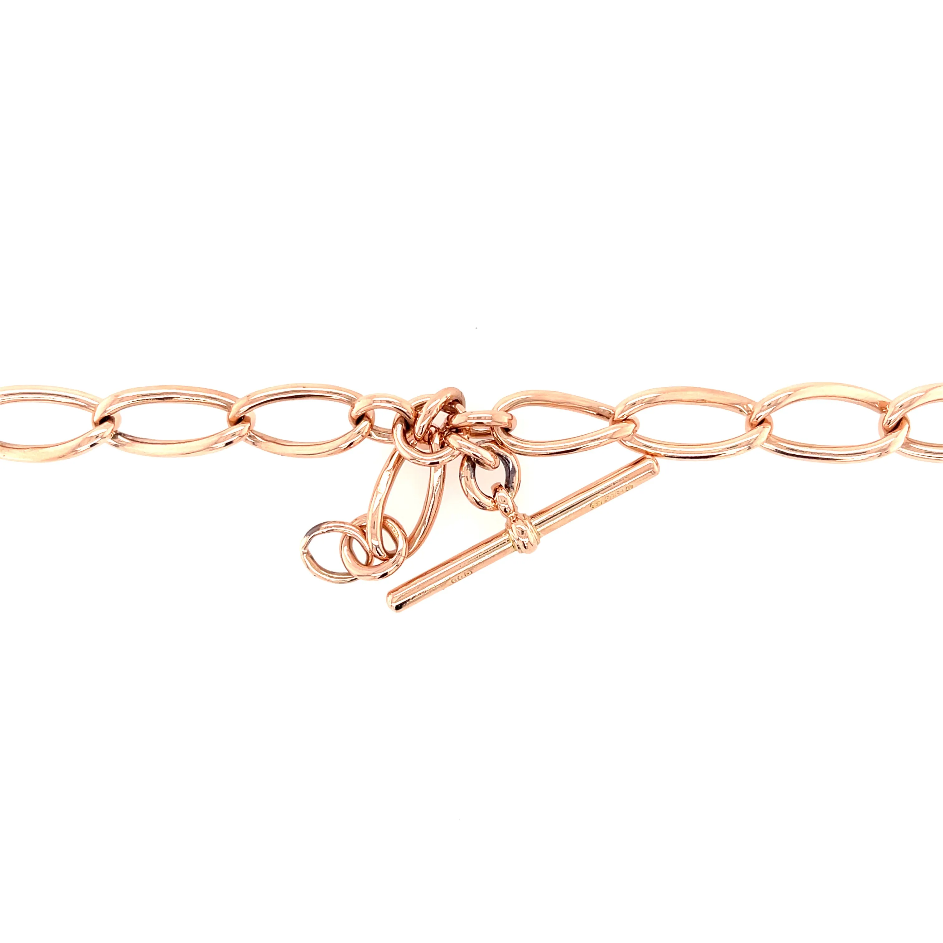 9ct Rose Gold Antique Double Albert Watch Chain & T Bar - 58.50g SOLD
