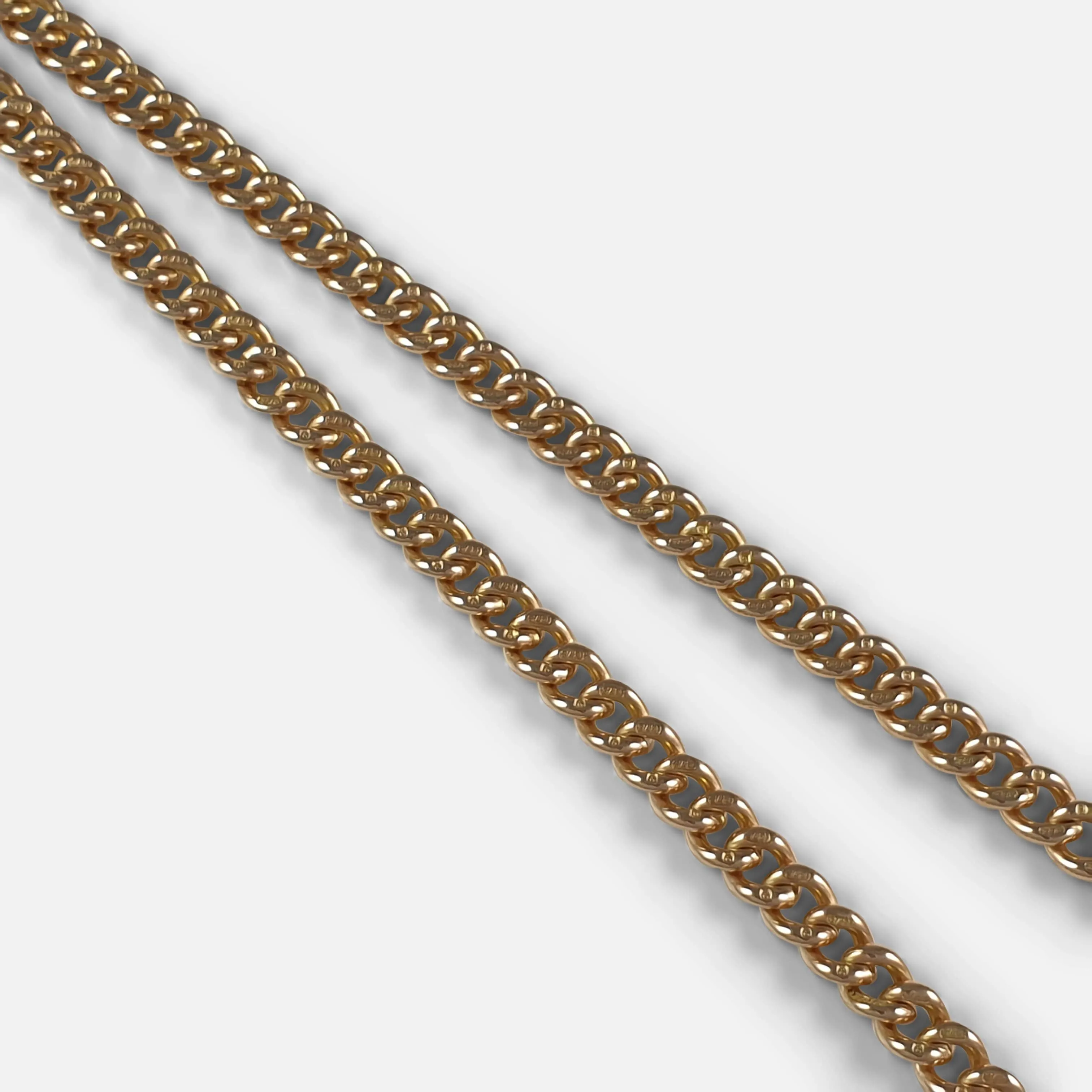 9ct Yellow Gold Double Albert Watch Chain, 39.6 Grams