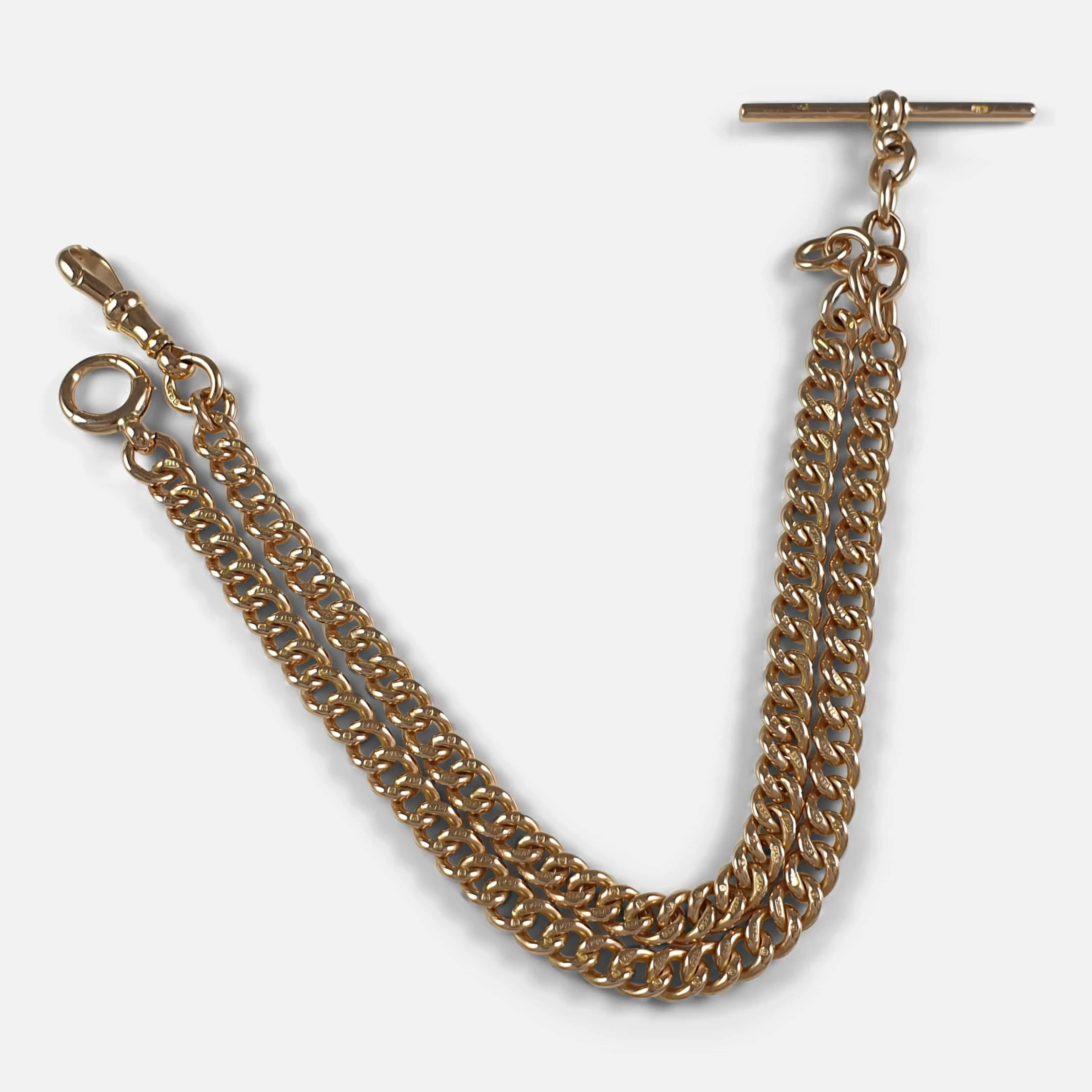 9ct Yellow Gold Double Albert Watch Chain, 39.6 Grams
