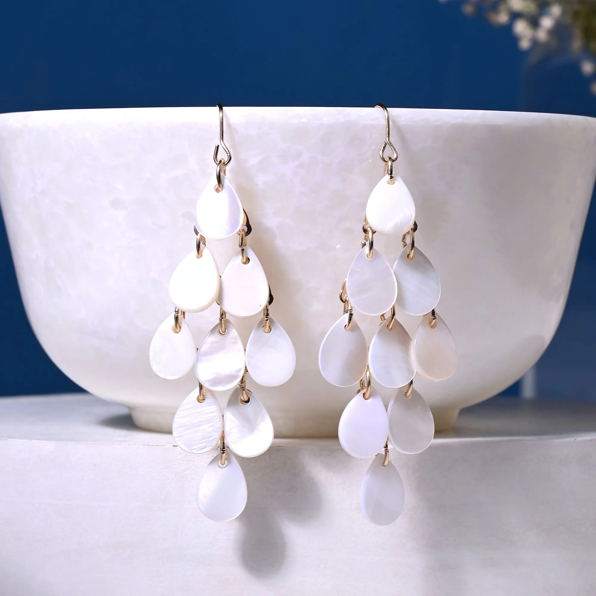 Accessorize London Women's White Moonstone Drop Tassle Earring