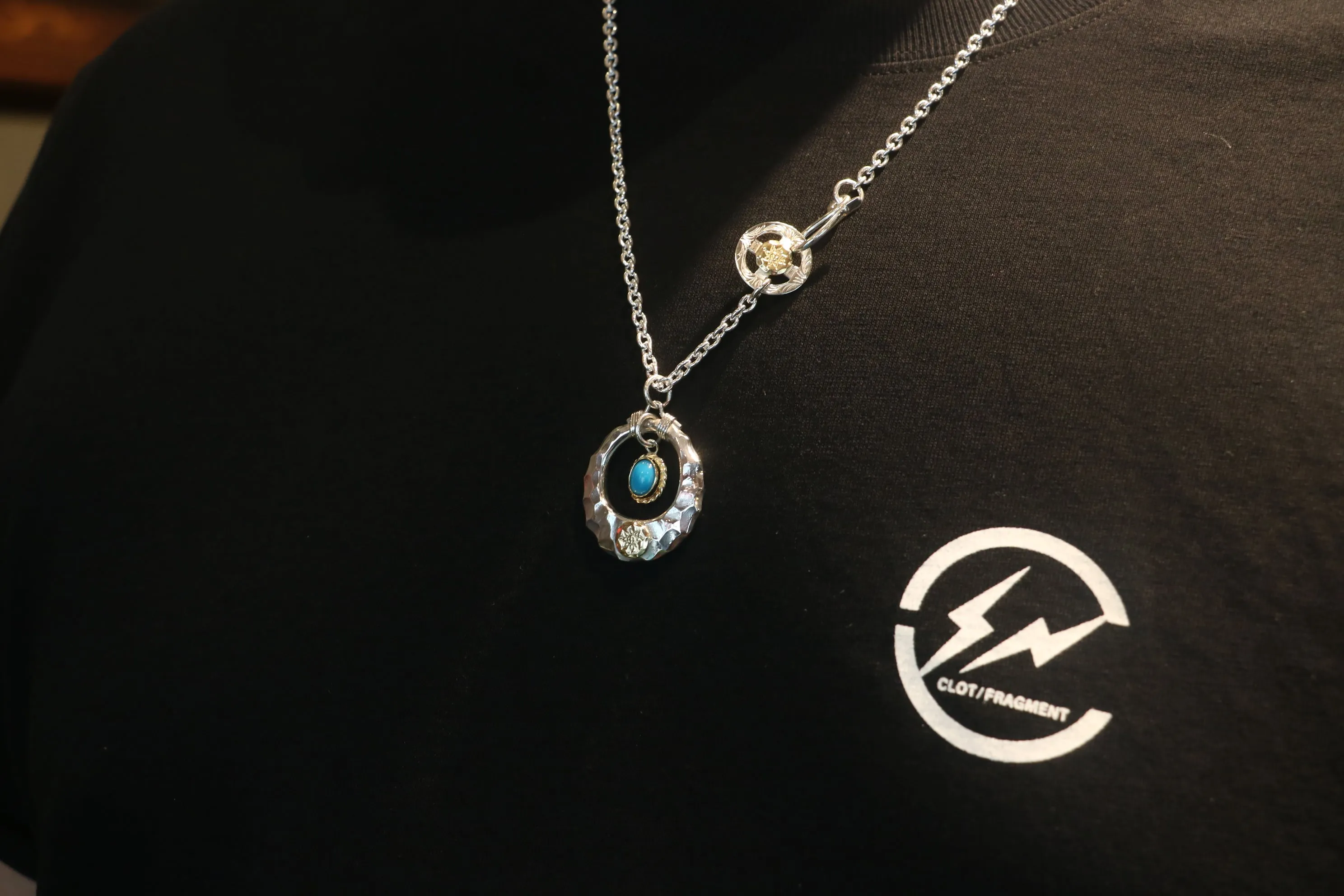 Albatory「Sungate」18K Gold Cup Gold Point Pendant w/Turquoise
