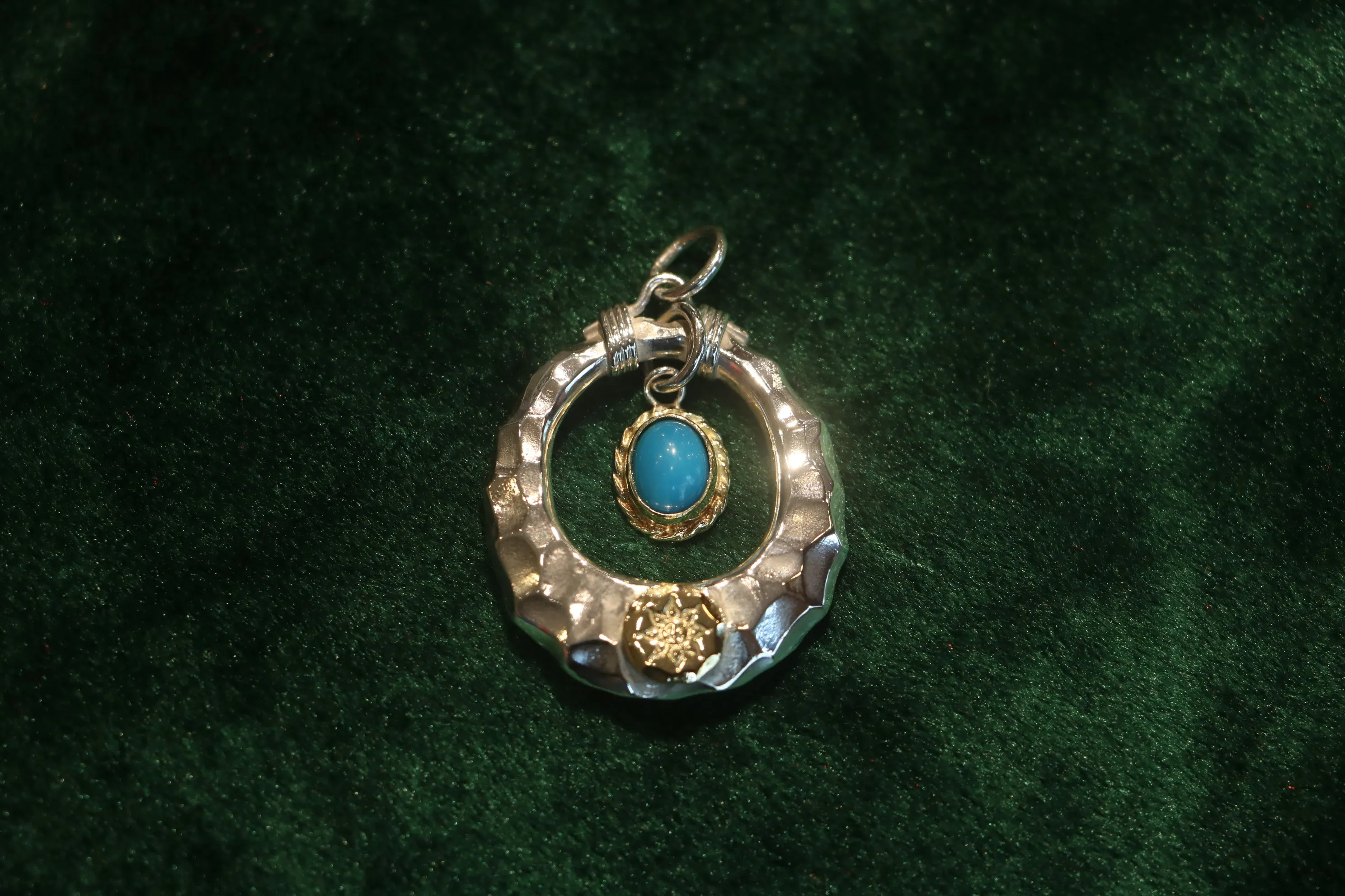 Albatory「Sungate」18K Gold Cup Gold Point Pendant w/Turquoise