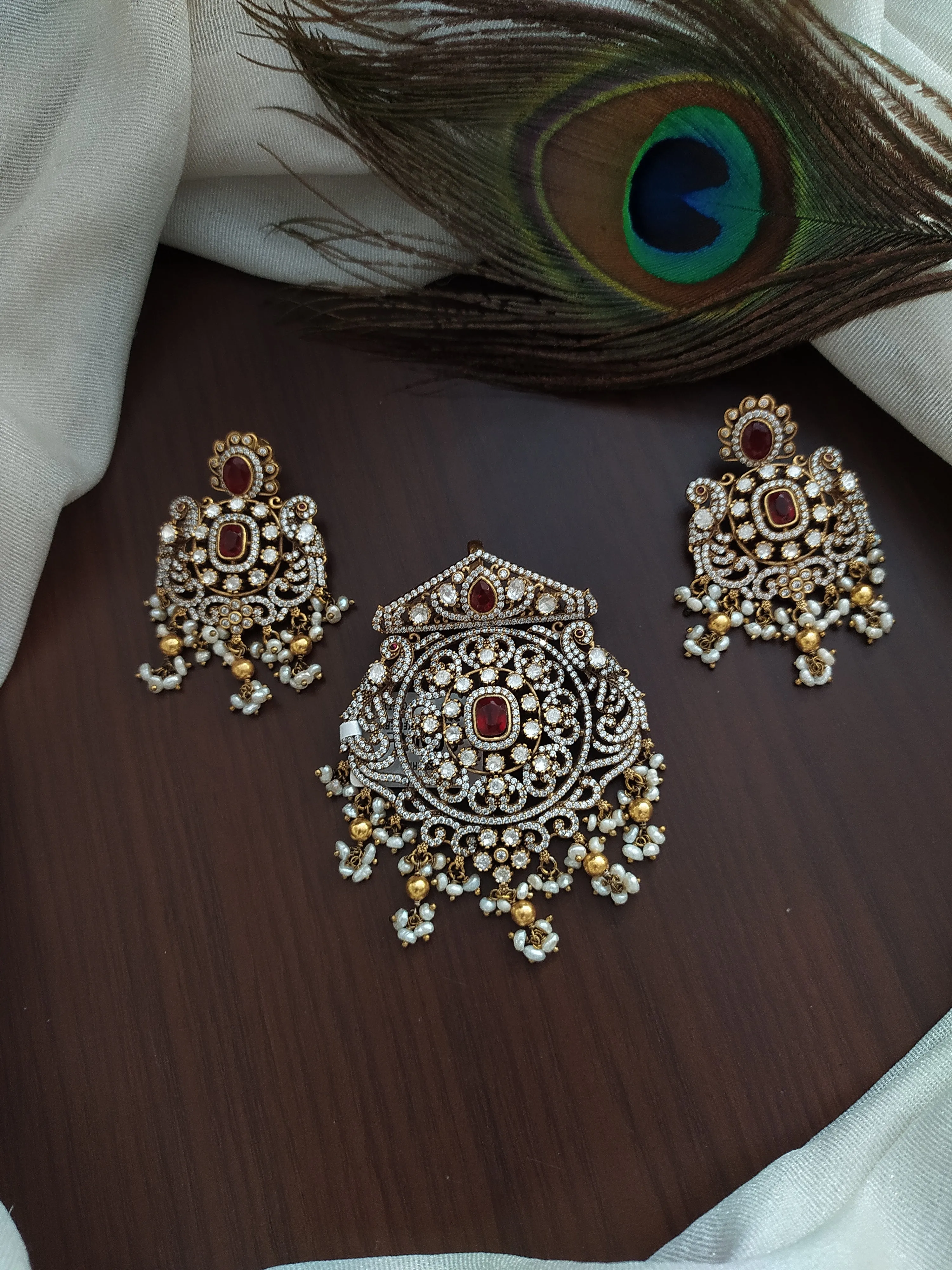 Alluring Silver Monzonite Pendant Set - Colors Available