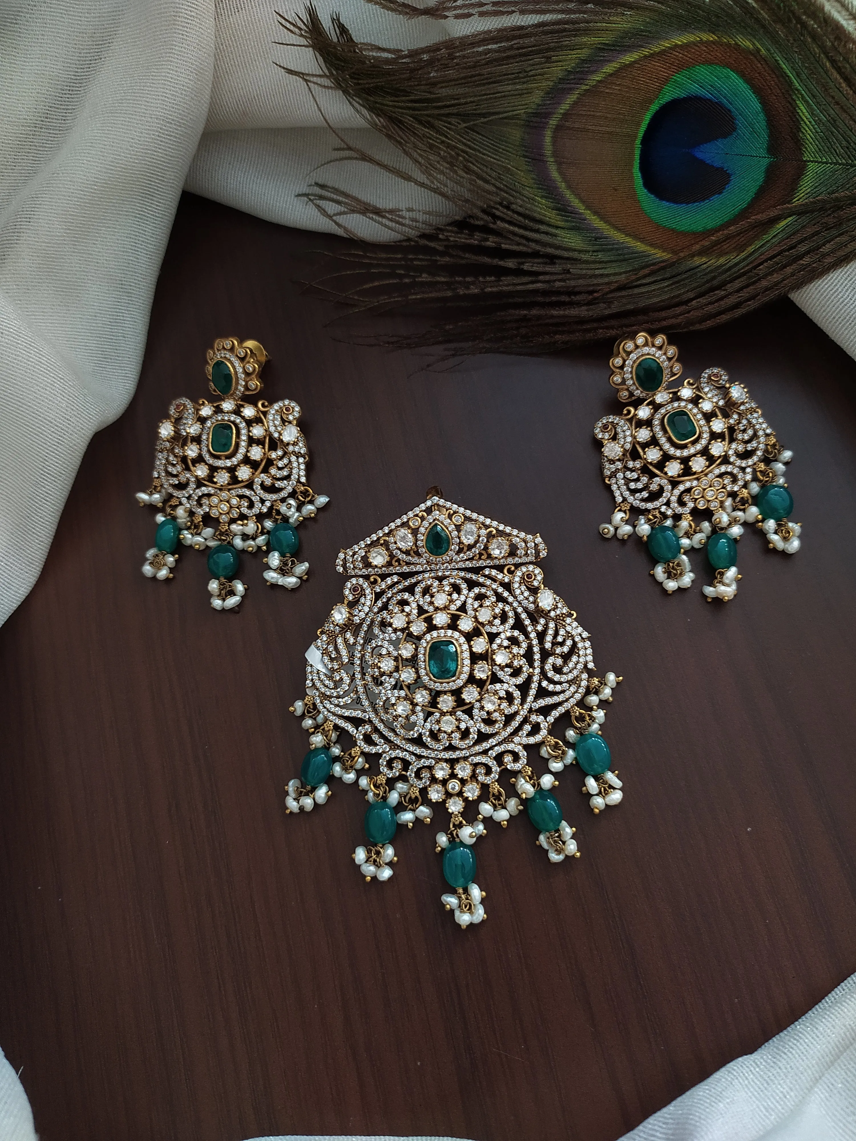 Alluring Silver Monzonite Pendant Set - Colors Available