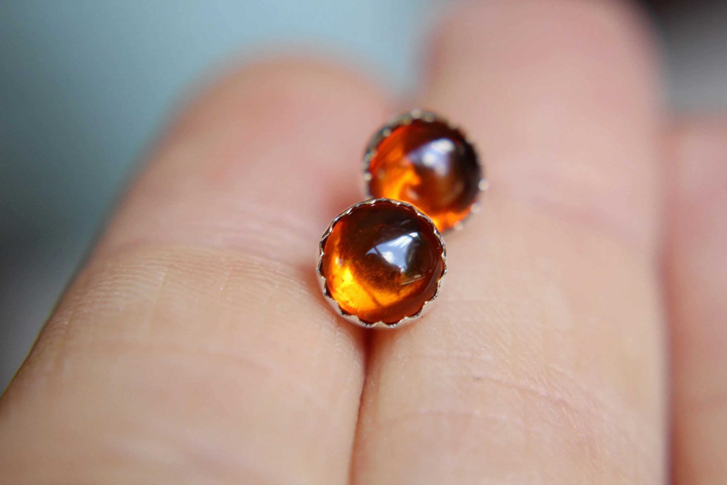 Amber Earrings, Gemstone Earrings, Sterling Earrings, Post Earrings, Baltic Amber Post Earrings, Simple Earrings, Minimalist Earrings, Gift