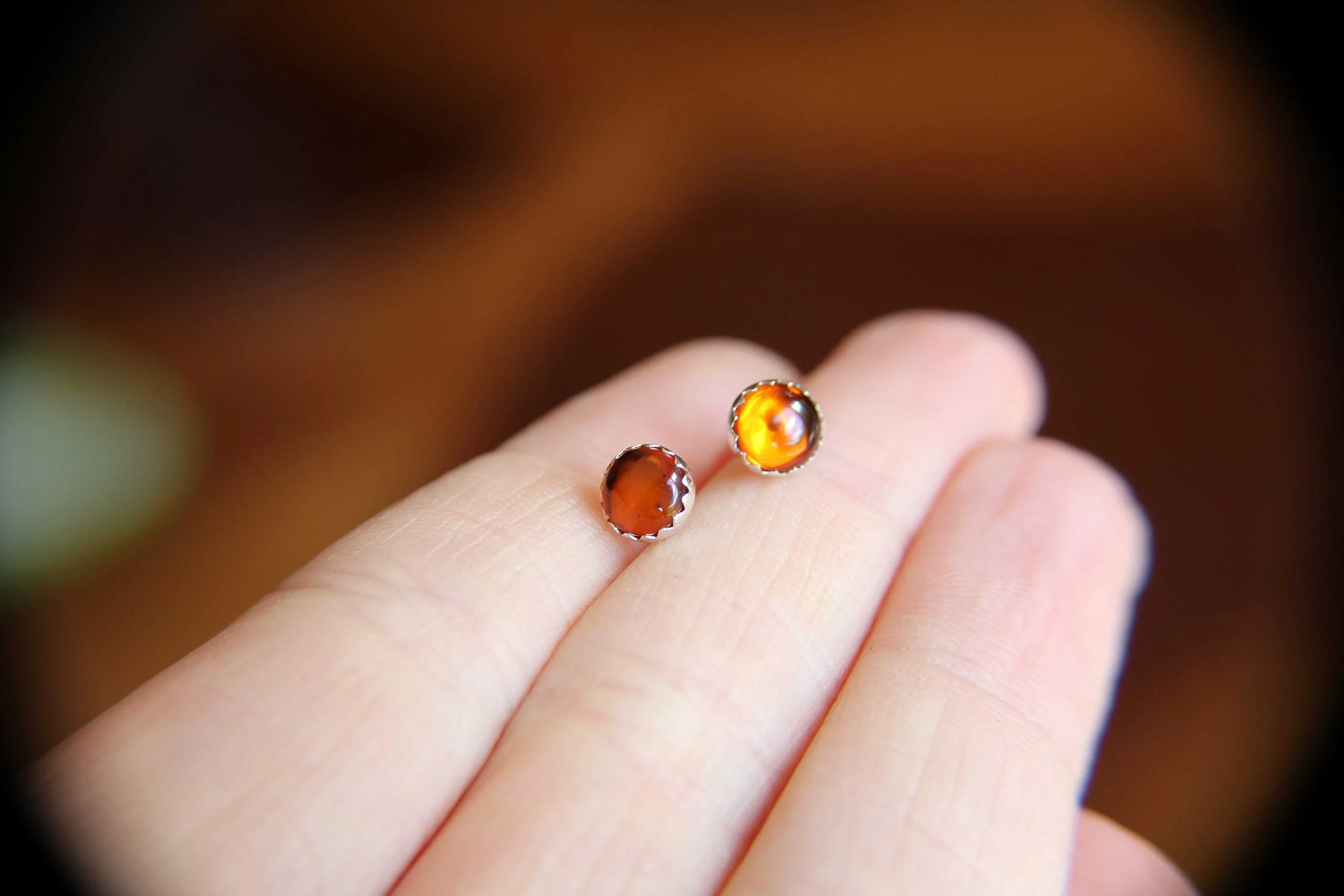 Amber Earrings, Gemstone Earrings, Sterling Earrings, Post Earrings, Baltic Amber Post Earrings, Simple Earrings, Minimalist Earrings, Gift