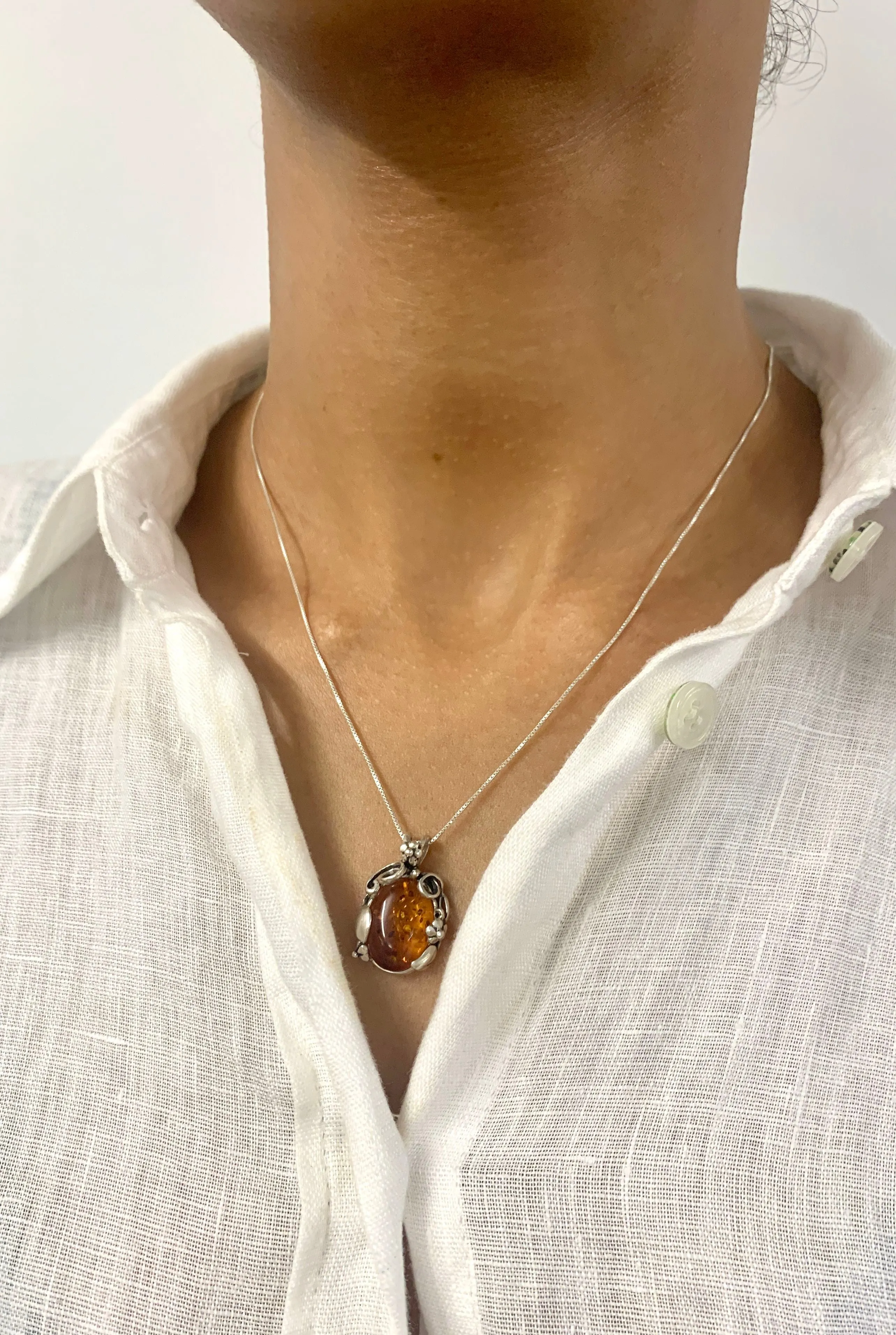 Amber Necklace - Large Flower Necklace - Yellow Statement Pendant