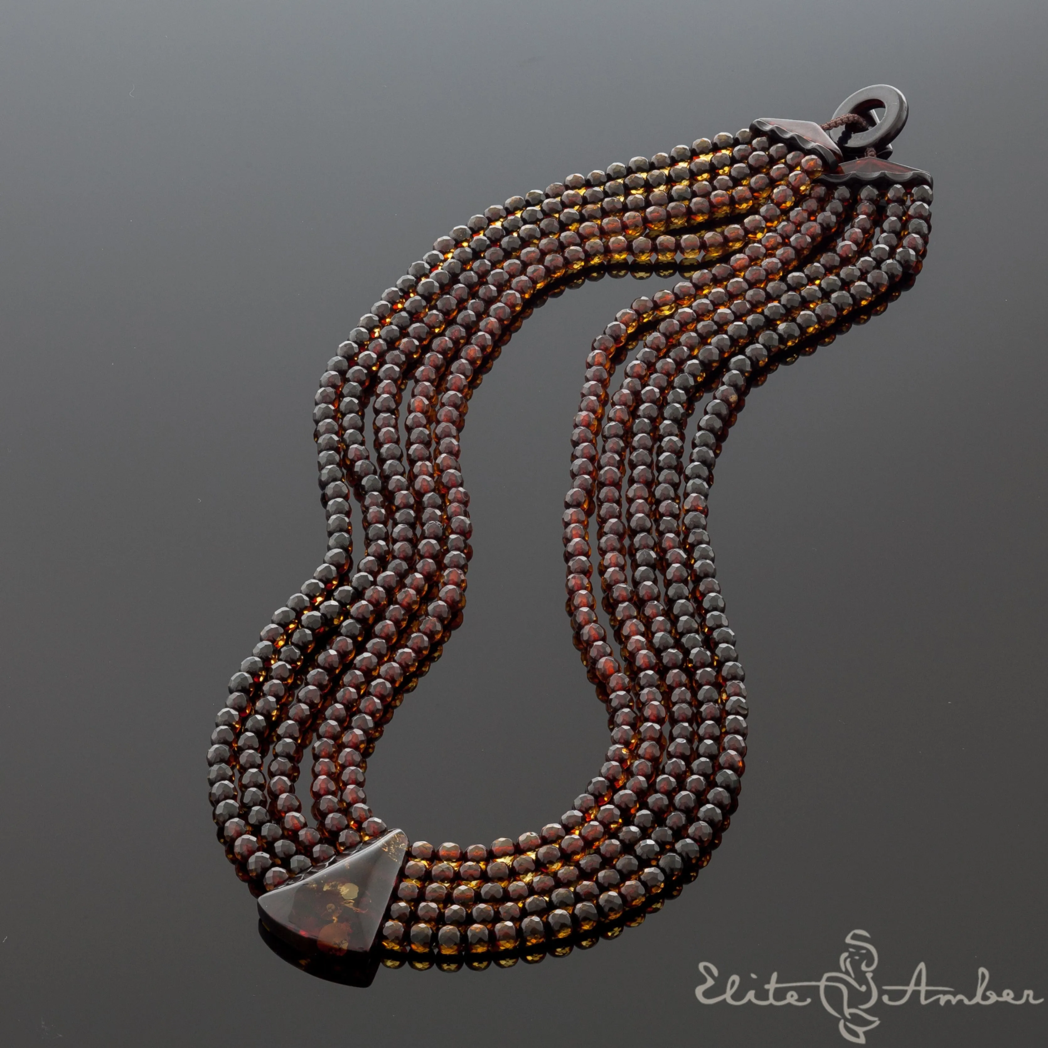 Amber necklace "Queen diamond night"