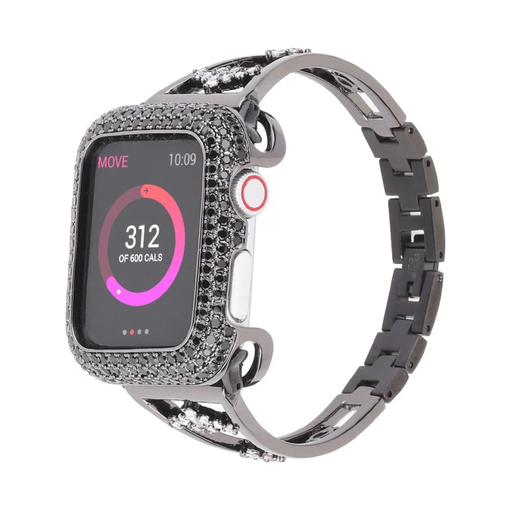 Apple Watch (45mm) zircon décor stainless steel watch strap - Black