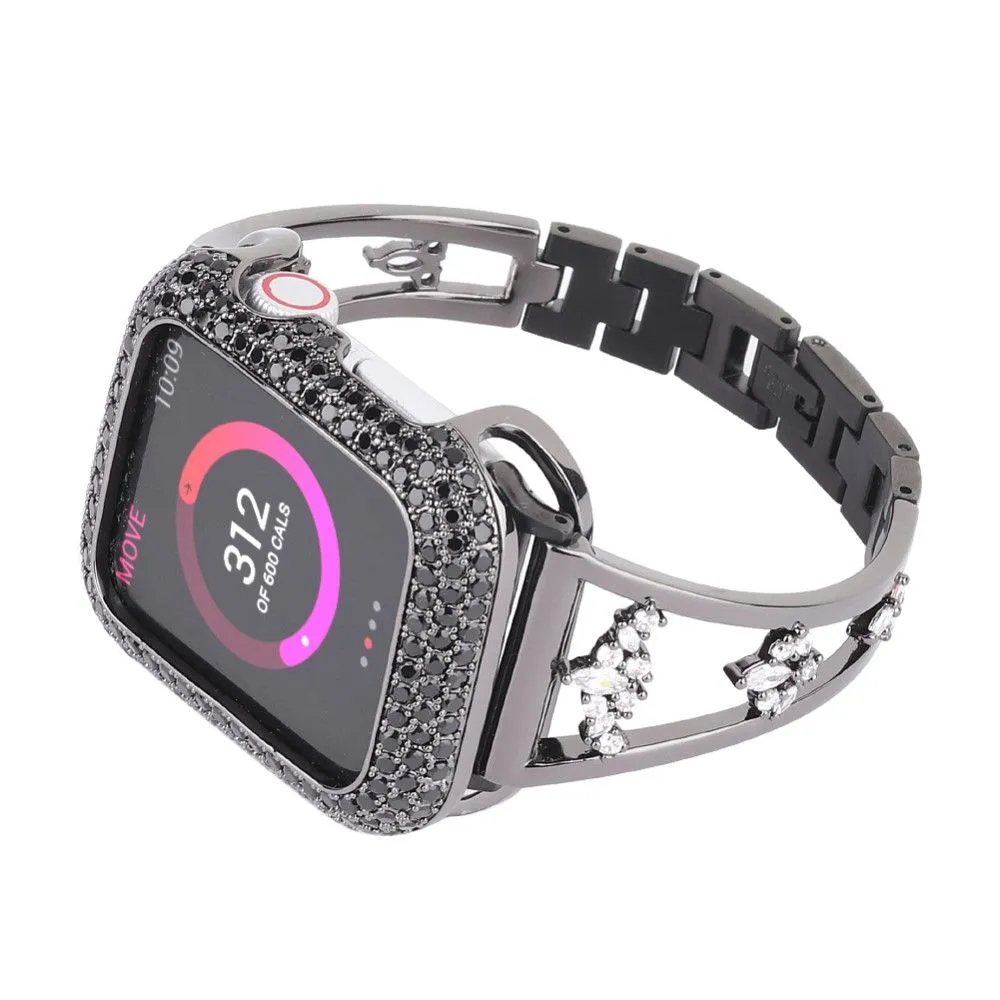 Apple Watch (45mm) zircon décor stainless steel watch strap - Black