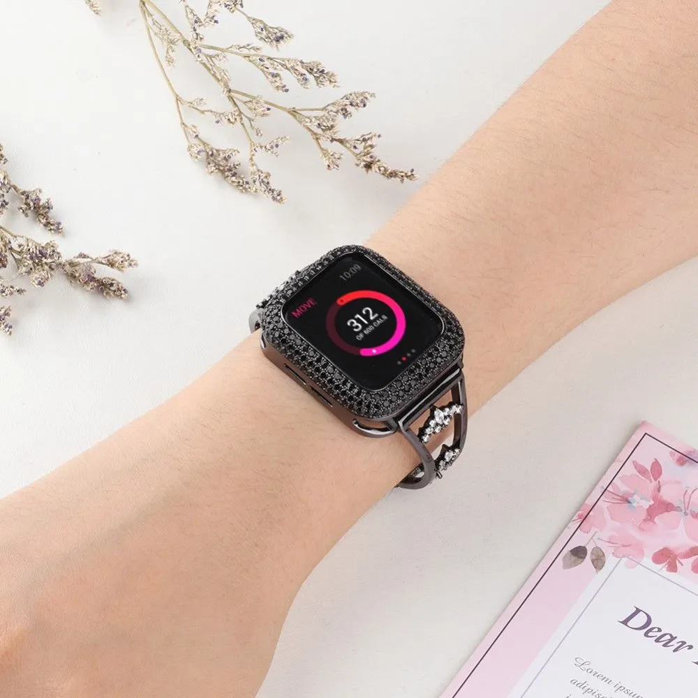 Apple Watch (45mm) zircon décor stainless steel watch strap - Black