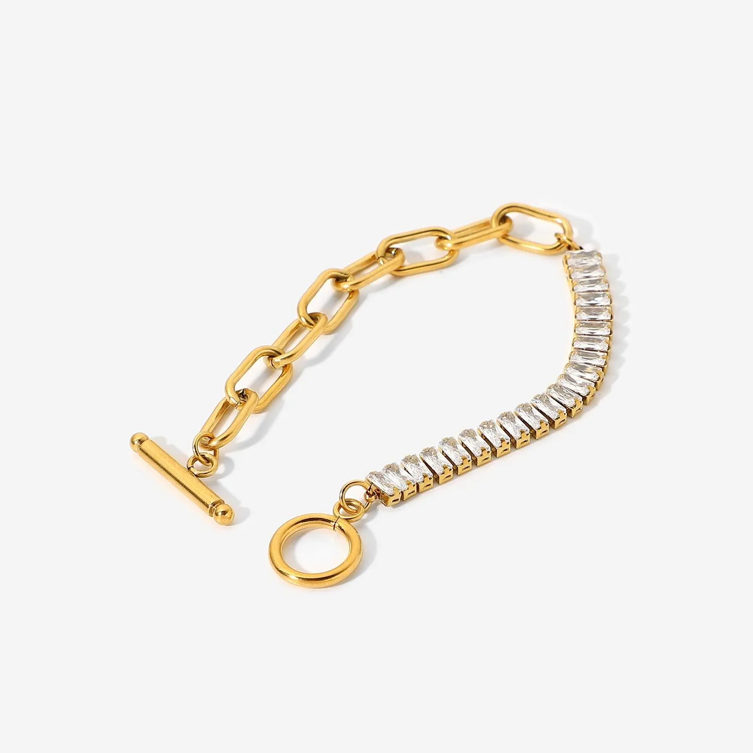 B11.18K Gold Exaggerated OT Buckle Design Bracelet