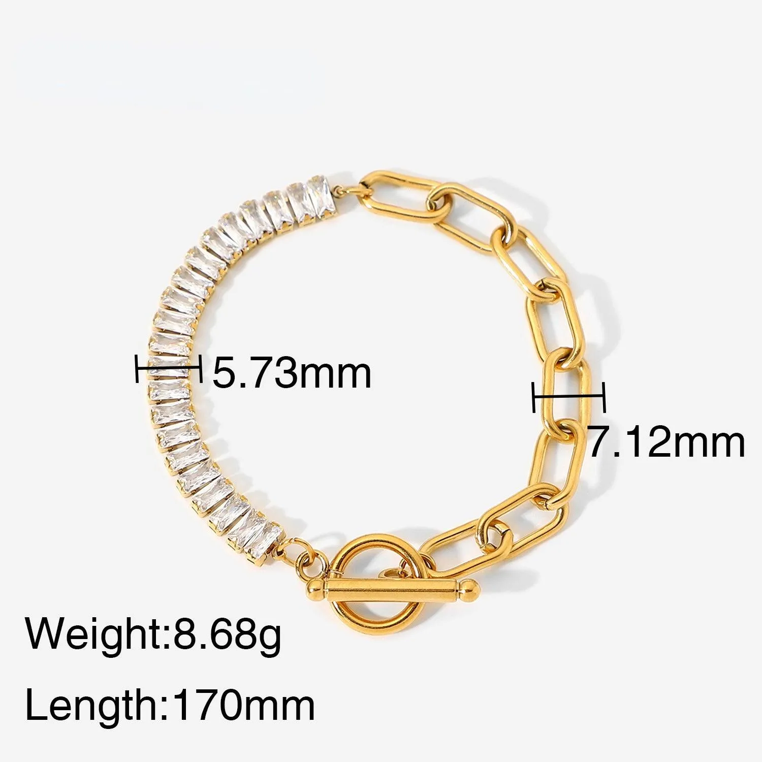B11.18K Gold Exaggerated OT Buckle Design Bracelet