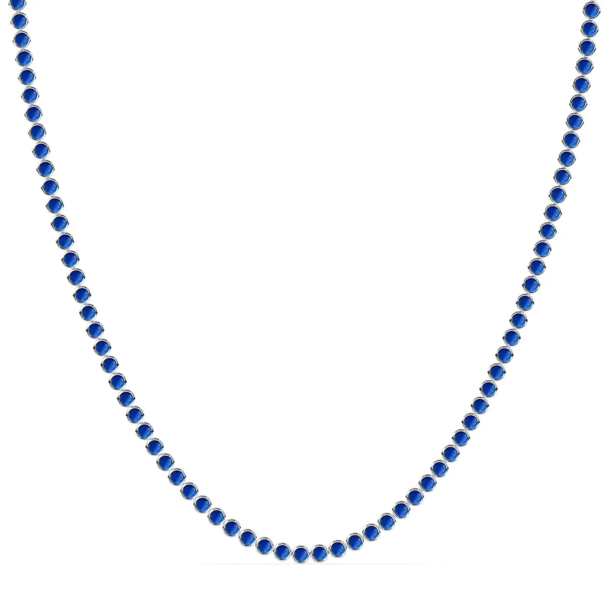 Bezel Set Lapis Tennis Necklace