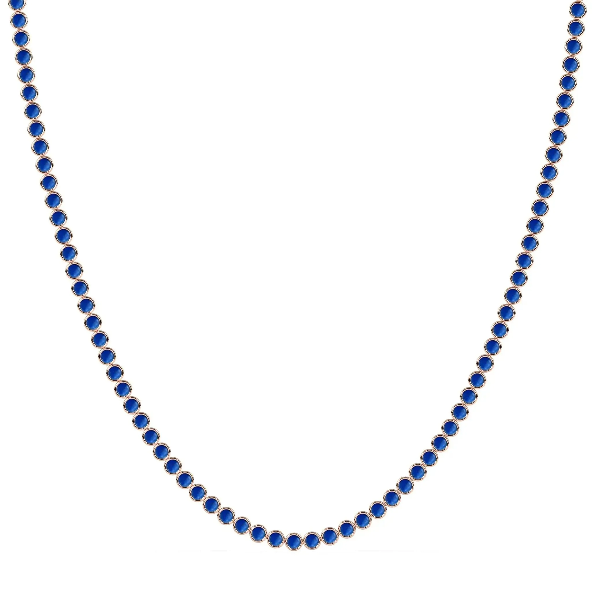 Bezel Set Lapis Tennis Necklace