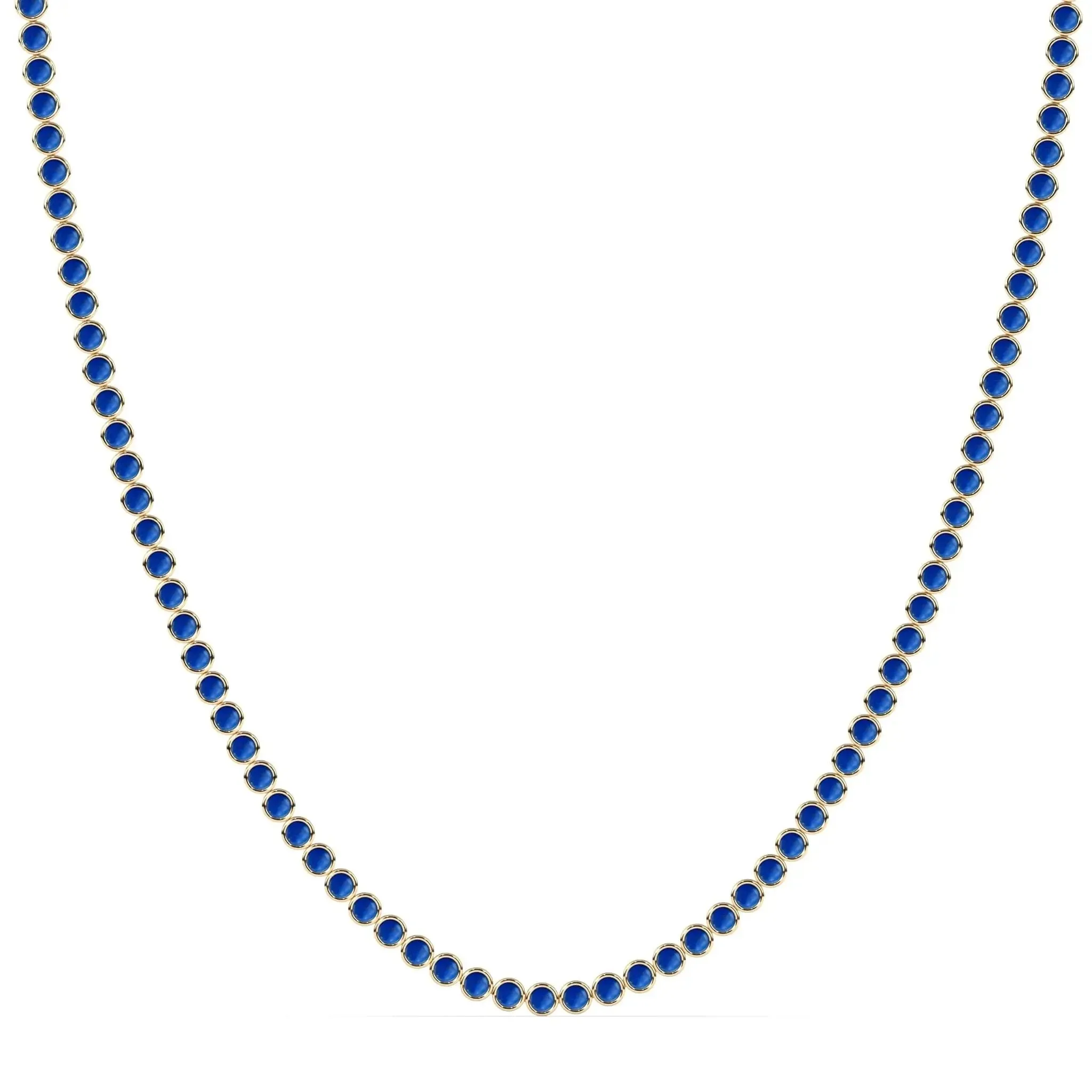Bezel Set Lapis Tennis Necklace