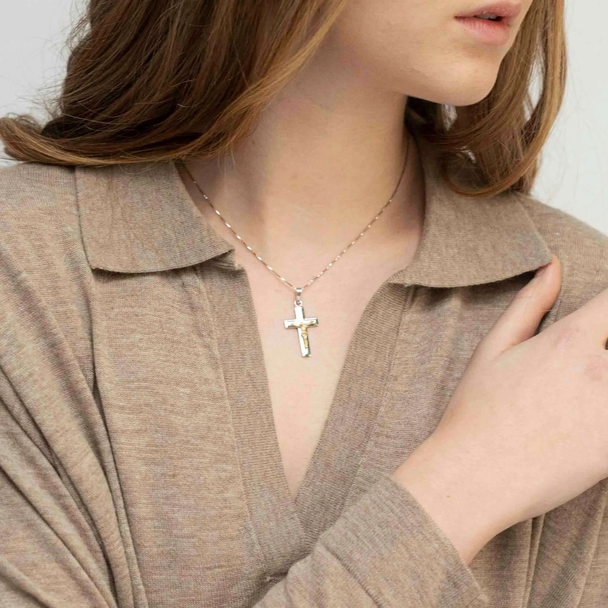 BICOLOR CRUCIFIX PENDANT - SILVER