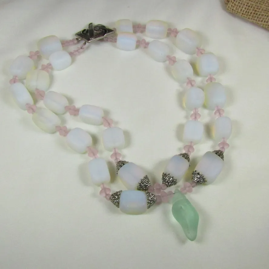 Big Bold Double Strand Sea Glass Necklace