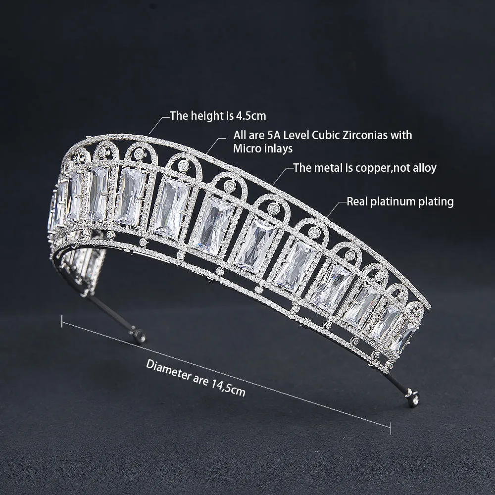 Big Cubic Zirconia Wedding Tiara,Crystal Bride Headpieces for Women CH10398