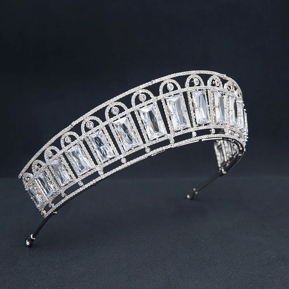 Big Cubic Zirconia Wedding Tiara,Crystal Bride Headpieces for Women CH10398