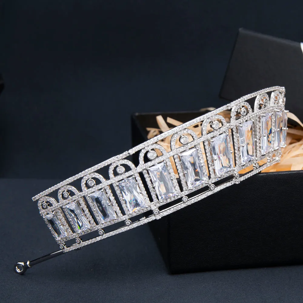 Big Cubic Zirconia Wedding Tiara,Crystal Bride Headpieces for Women CH10398
