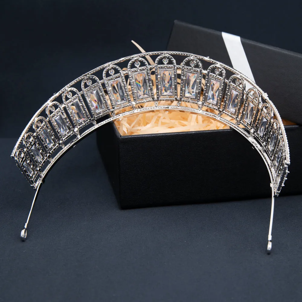 Big Cubic Zirconia Wedding Tiara,Crystal Bride Headpieces for Women CH10398