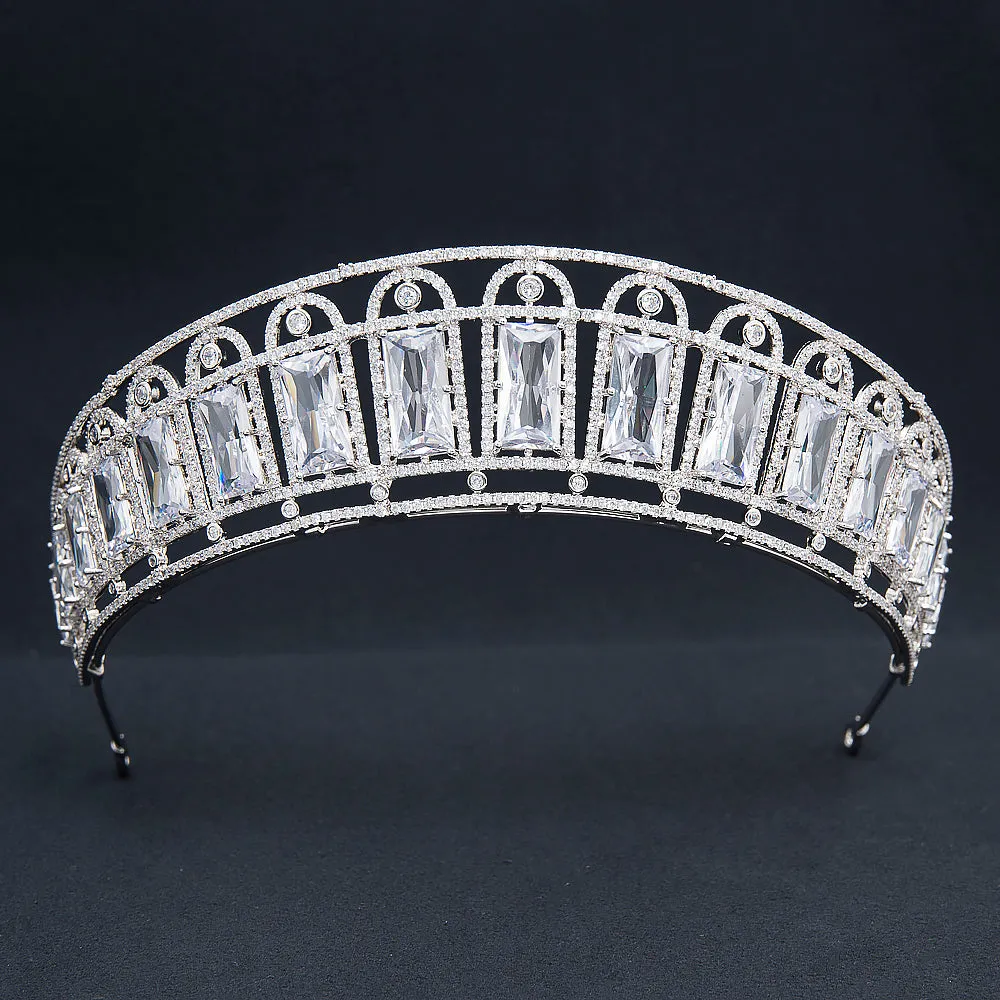 Big Cubic Zirconia Wedding Tiara,Crystal Bride Headpieces for Women CH10398