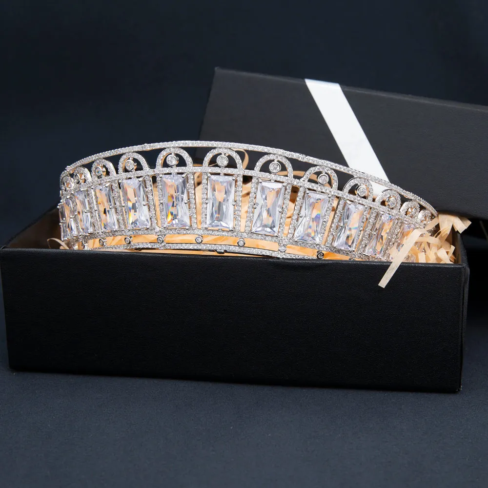 Big Cubic Zirconia Wedding Tiara,Crystal Bride Headpieces for Women CH10398