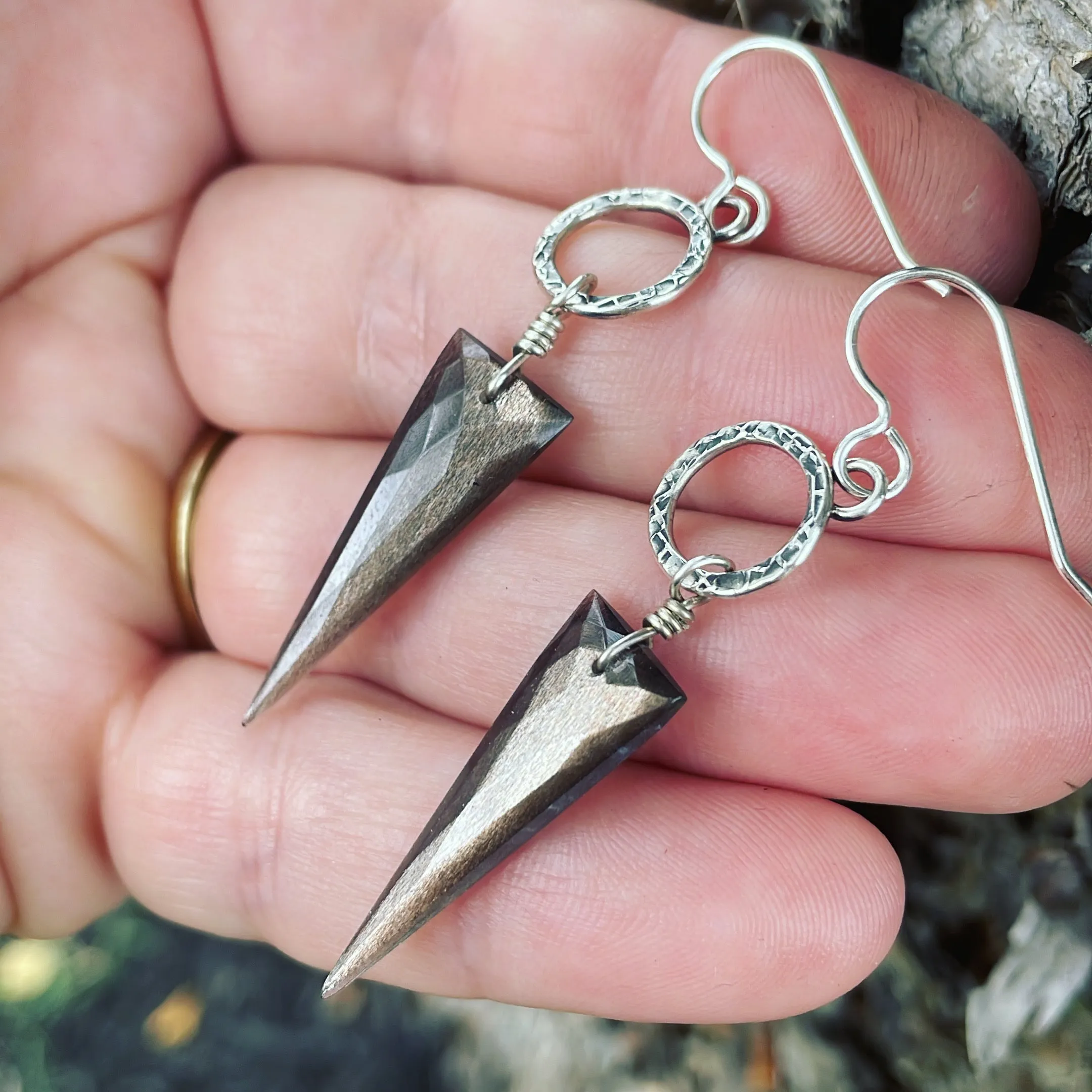 Black Moonstone and Sterling Silver Earrings