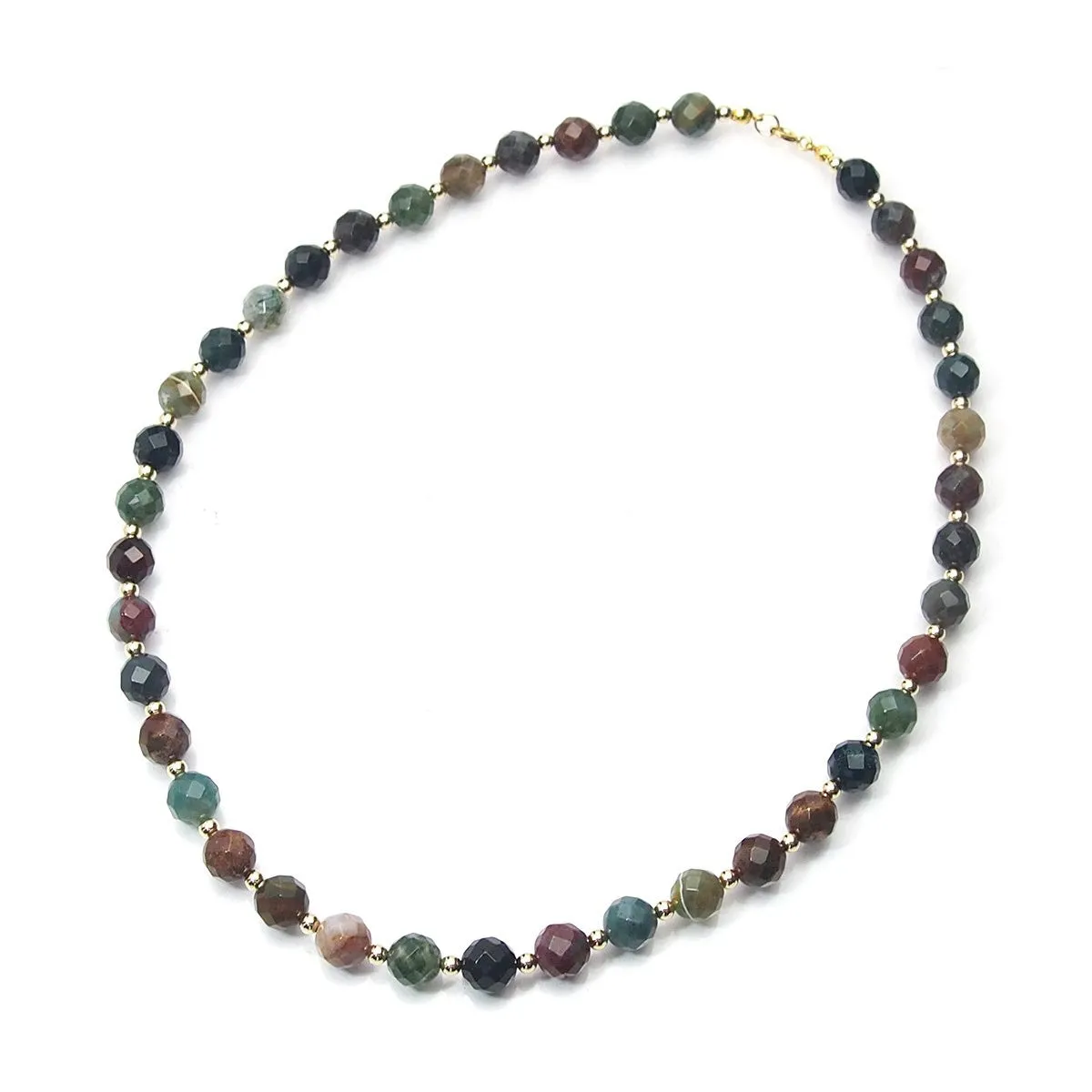 Bloodstone Faceted Rounds Necklace 10mm with Gold Filled Spring Clasp