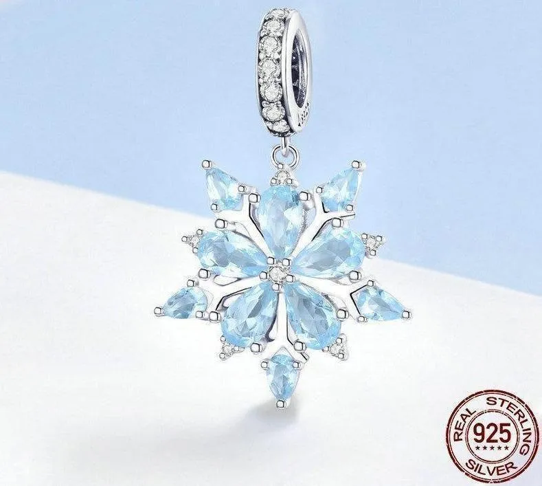 Blue Snowflake Pendant Charm Jewelry Without Chain - SCC940