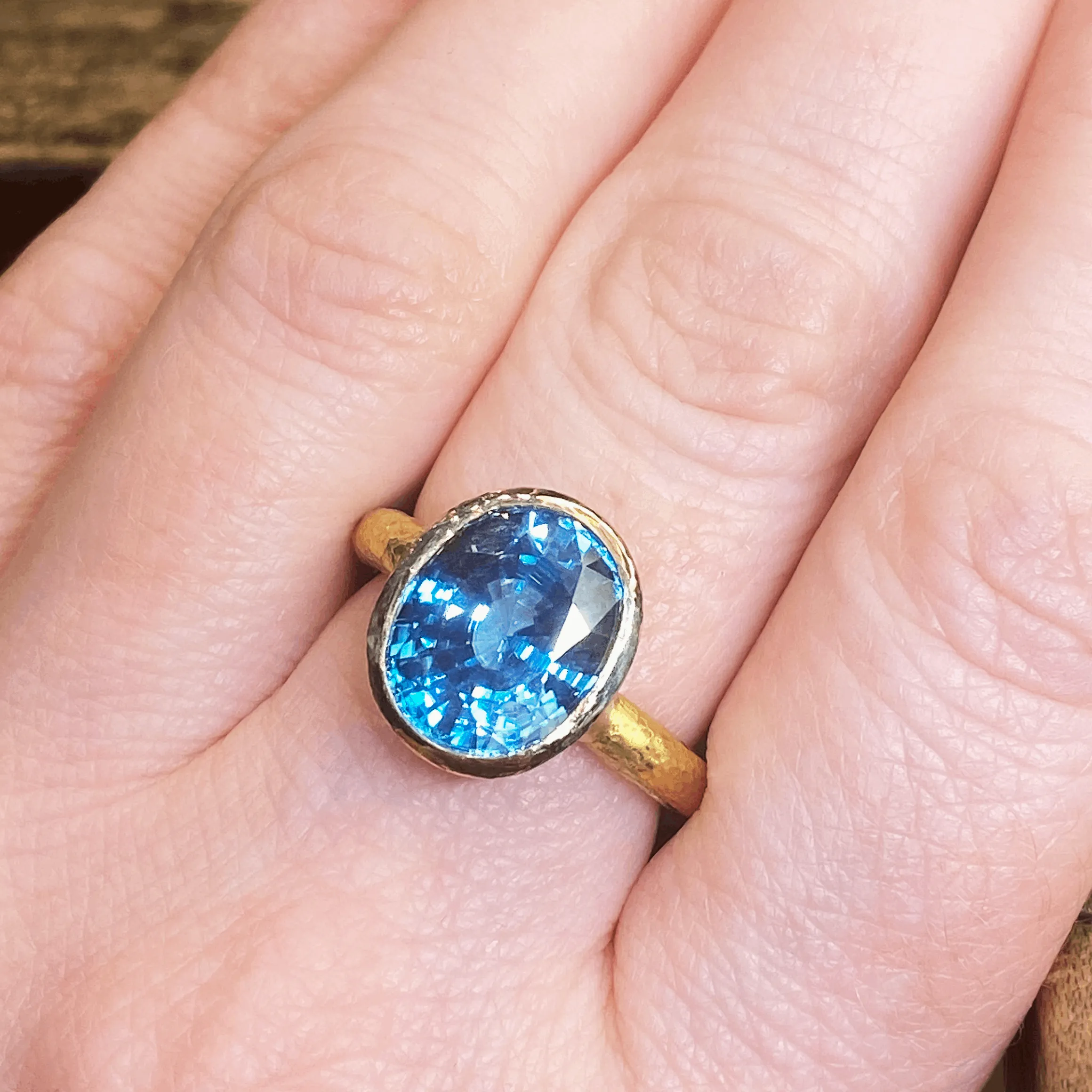 Blue Zircon Gold Ring
