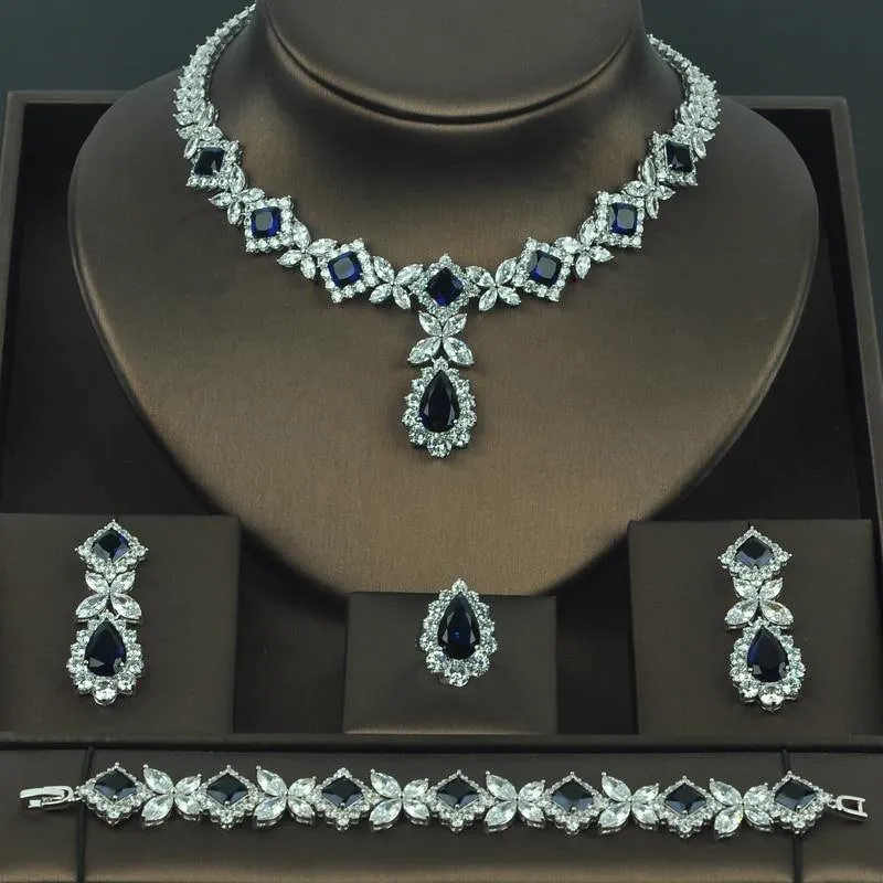 Brilliant Designer AAAA  Cubic Zirconia Crystals 4 piece Wedding Bridal Jewelry Set
