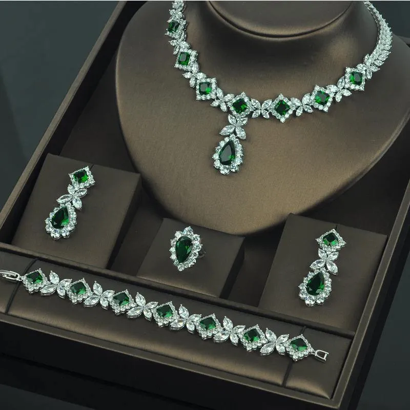 Brilliant Designer AAAA  Cubic Zirconia Crystals 4 piece Wedding Bridal Jewelry Set