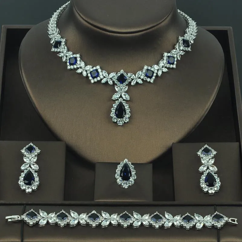 Brilliant Designer AAAA  Cubic Zirconia Crystals 4 piece Wedding Bridal Jewelry Set